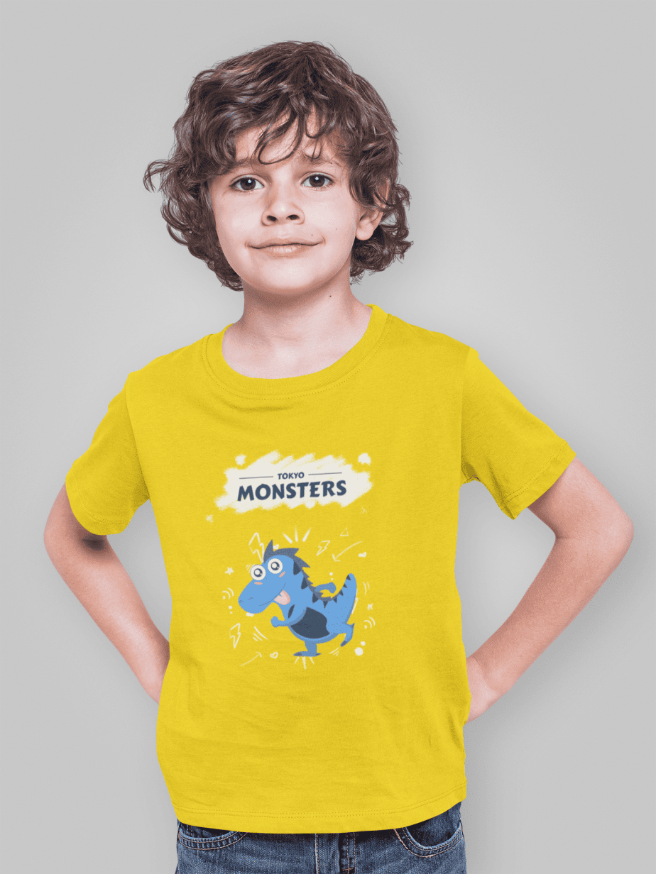 tokyo monsters round neck 100% cotton t shirt for kids