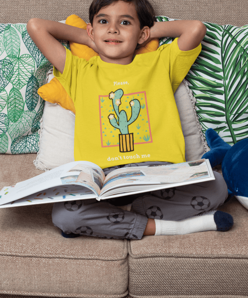 please don't touch me round neck 100% cotton t shirt for kids