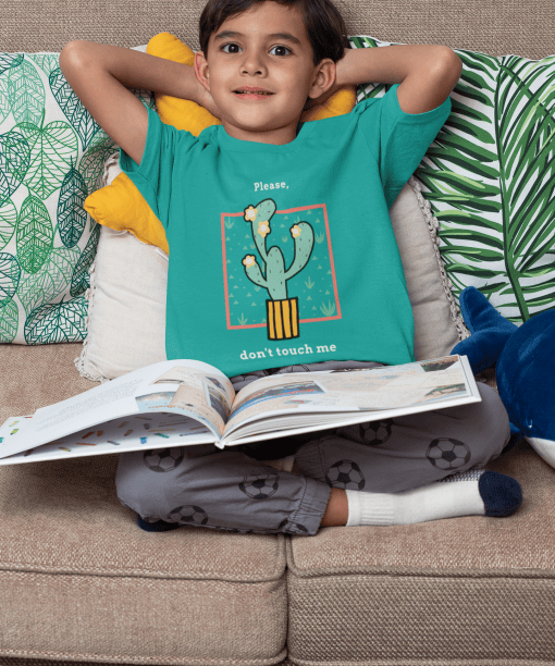 please don't touch me round neck 100% cotton t shirt for kids