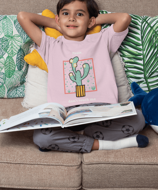 please don't touch me round neck 100% cotton t shirt for kids