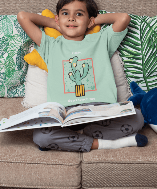please don't touch me round neck 100% cotton t shirt for kids