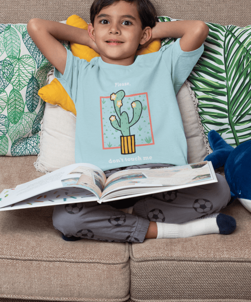 please don't touch me round neck 100% cotton t shirt for kids