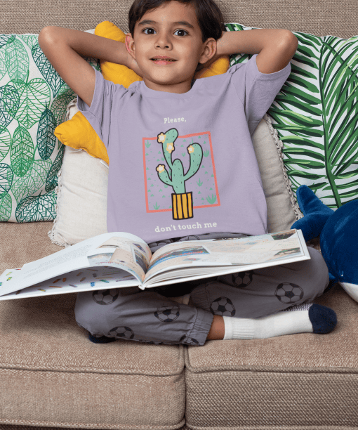 please don't touch me round neck 100% cotton t shirt for kids