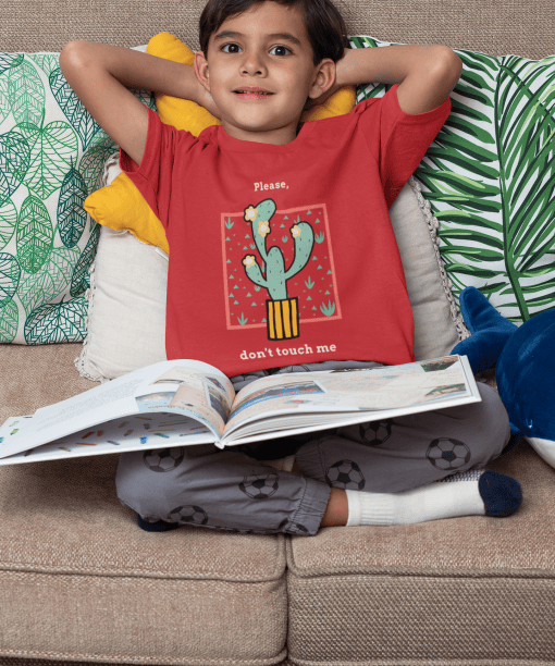 please don't touch me round neck 100% cotton t shirt for kids