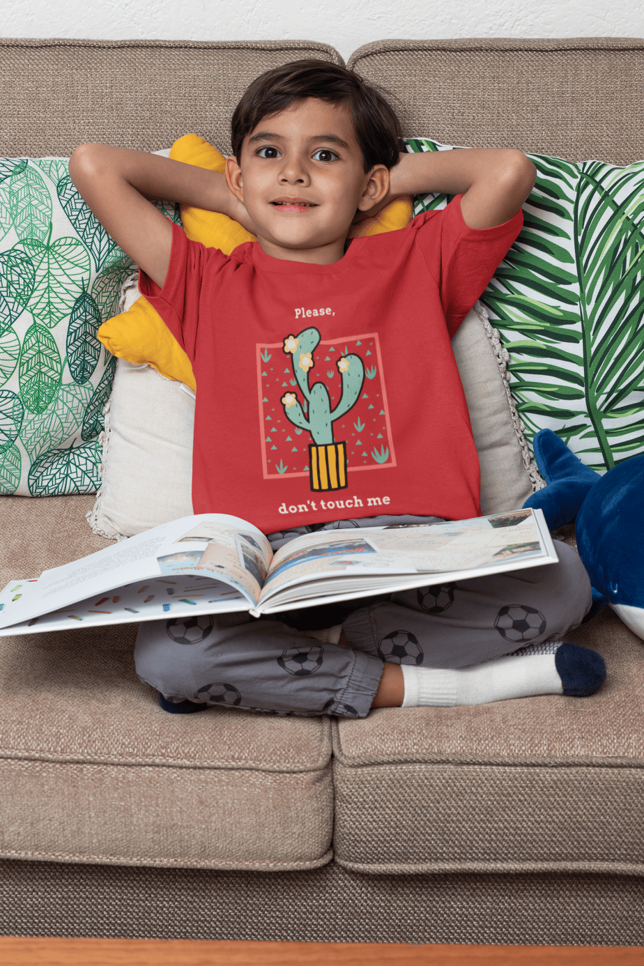 please don't touch me round neck 100% cotton t shirt for kids