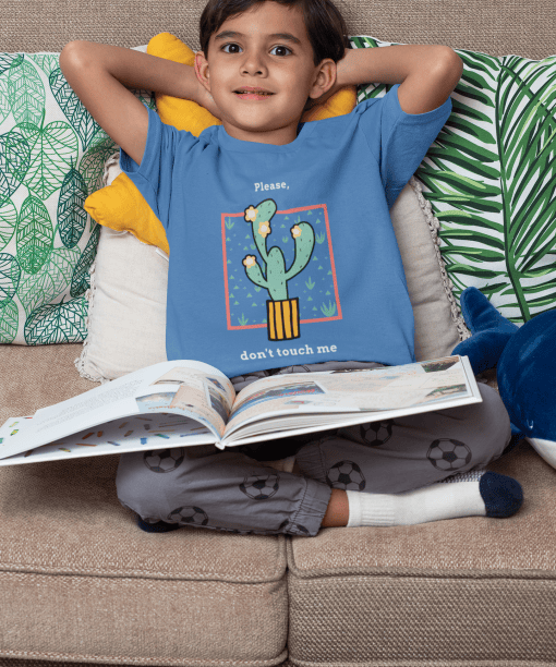 please don't touch me round neck 100% cotton t shirt for kids