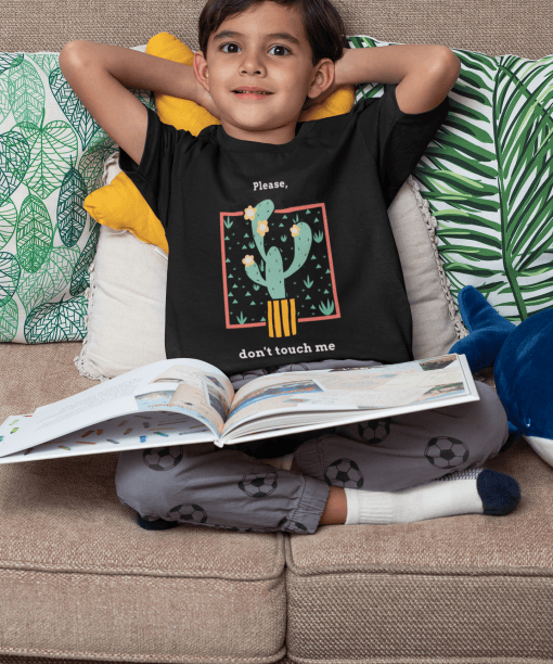 please don't touch me round neck 100% cotton t shirt for kids
