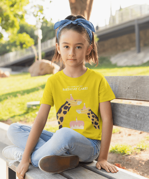 stay home and eat birthday cake round neck 100% cotton t shirt for kids