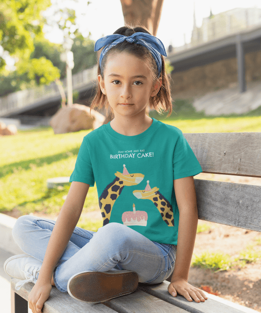 stay home and eat birthday cake round neck 100% cotton t shirt for kids