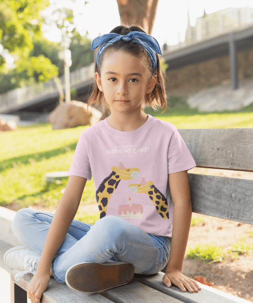 stay home and eat birthday cake round neck 100% cotton t shirt for kids
