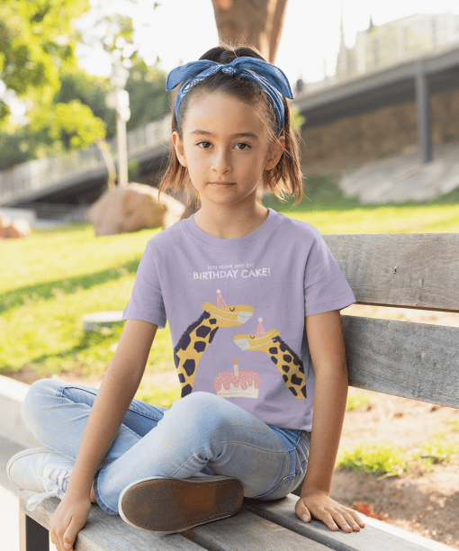 stay home and eat birthday cake round neck 100% cotton t shirt for kids