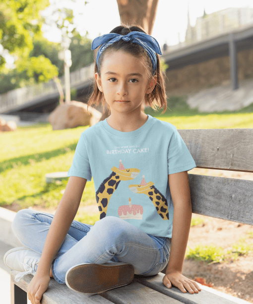 stay home and eat birthday cake round neck 100% cotton t shirt for kids