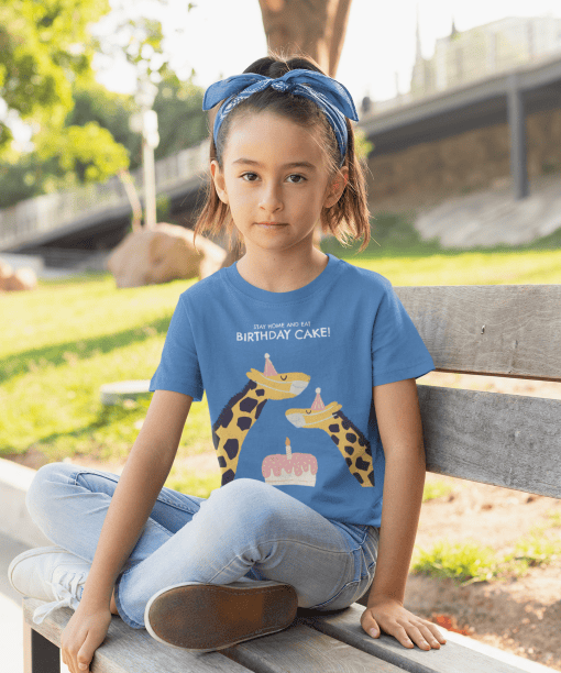 stay home and eat birthday cake round neck 100% cotton t shirt for kids