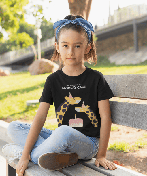 stay home and eat birthday cake round neck 100% cotton t shirt for kids