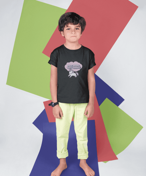 not weird just unique round neck 100% cotton t shirt for kids