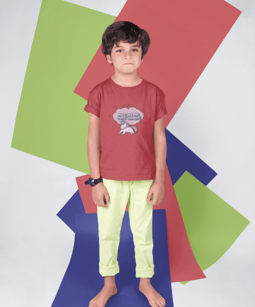 not weird just unique round neck 100% cotton t shirt for kids