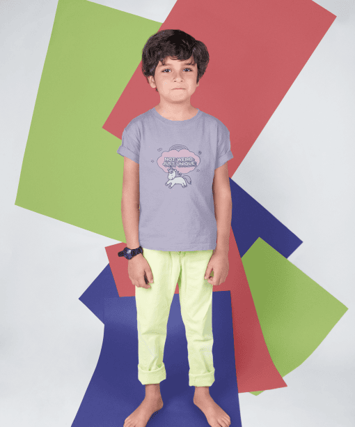 not weird just unique round neck 100% cotton t shirt for kids