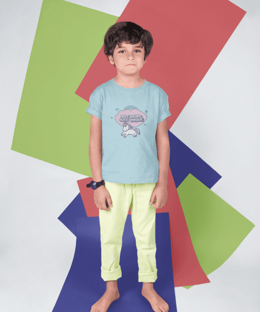 not weird just unique round neck 100% cotton t shirt for kids