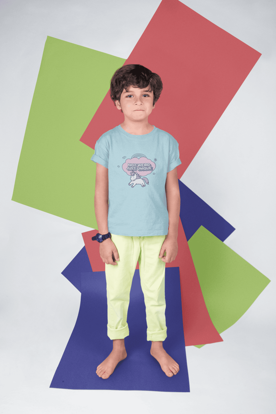 not weird just unique round neck 100% cotton t shirt for kids