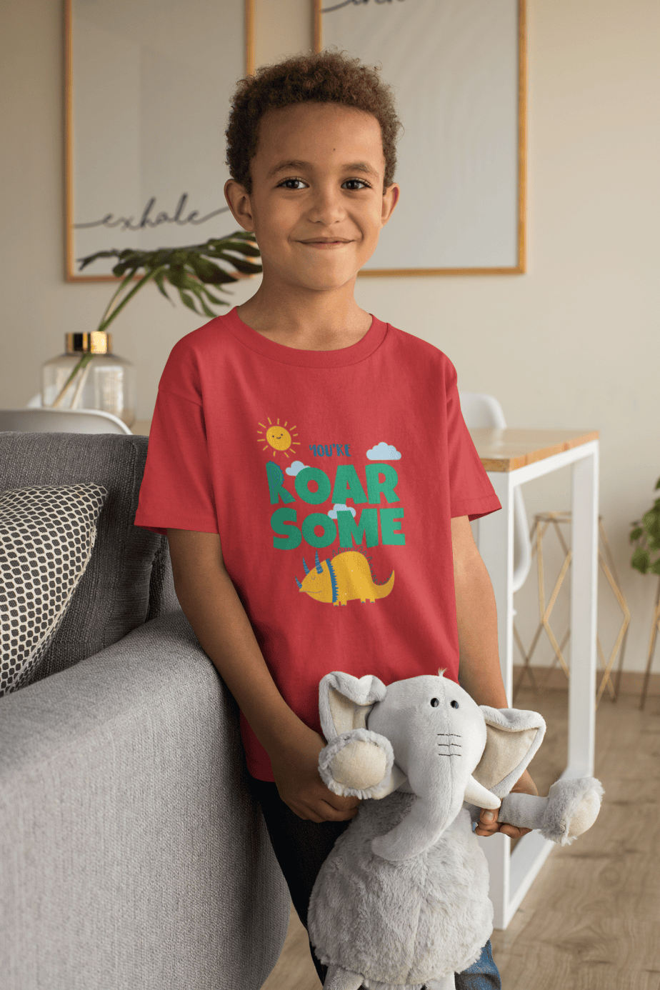 you are roar some round neck 100% cotton t shirt for kids