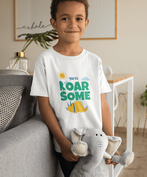 you are roar some round neck 100% cotton t shirt for kids