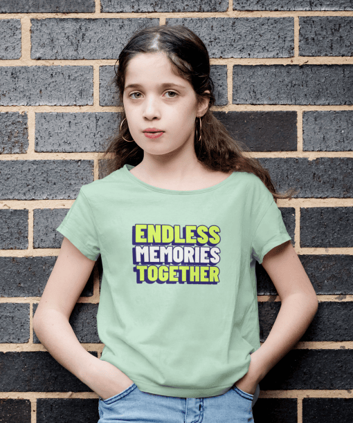 endless memories together round neck 100% cotton t shirt for kids
