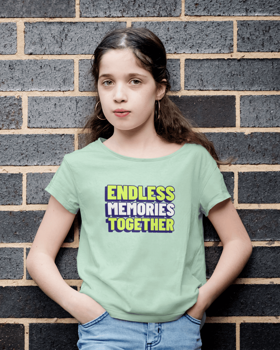 endless memories together round neck 100% cotton t shirt for kids