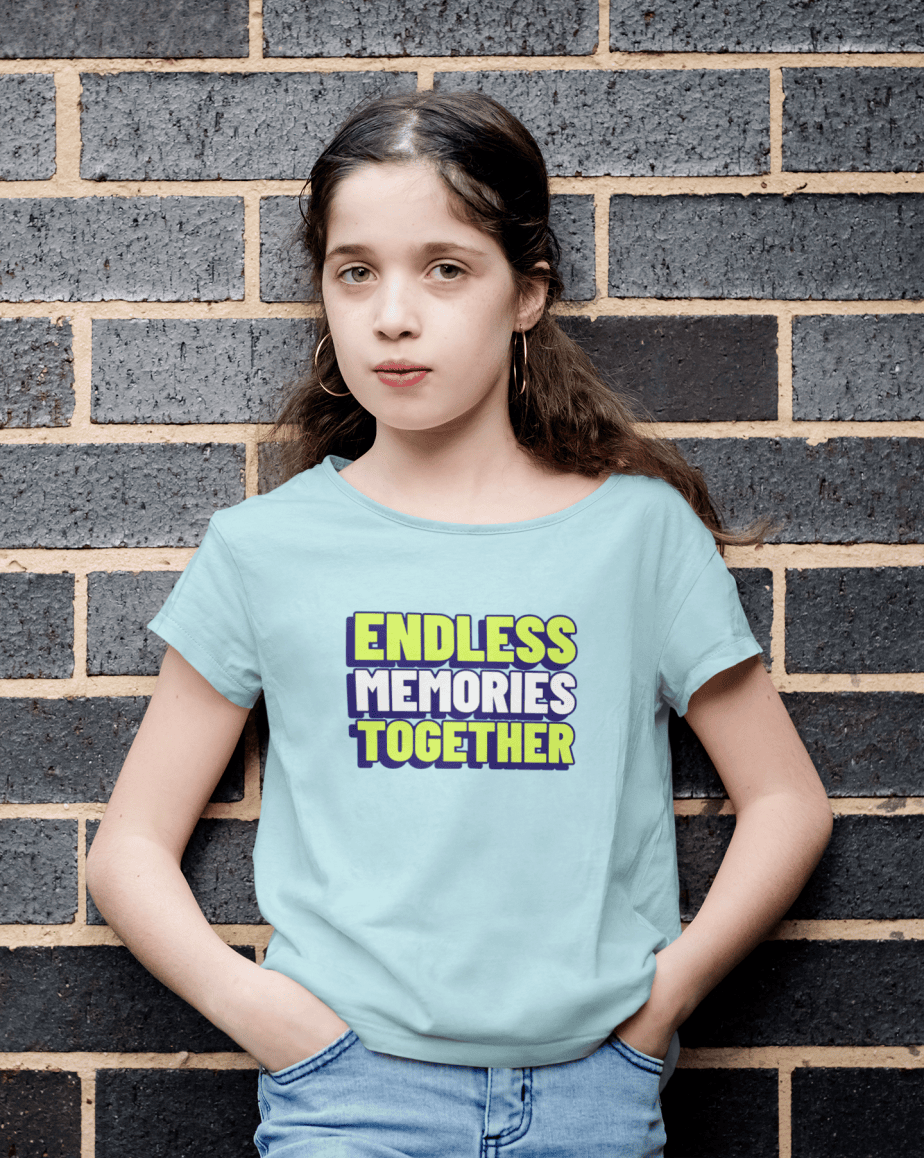 endless memories together round neck 100% cotton t shirt for kids