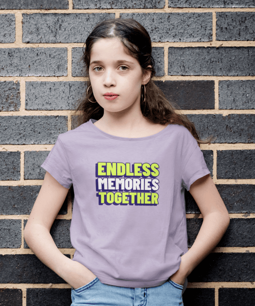 endless memories together round neck 100% cotton t shirt for kids