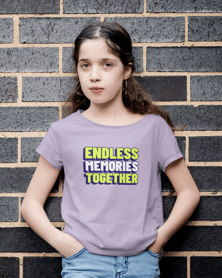 endless memories together round neck 100% cotton t shirt for kids