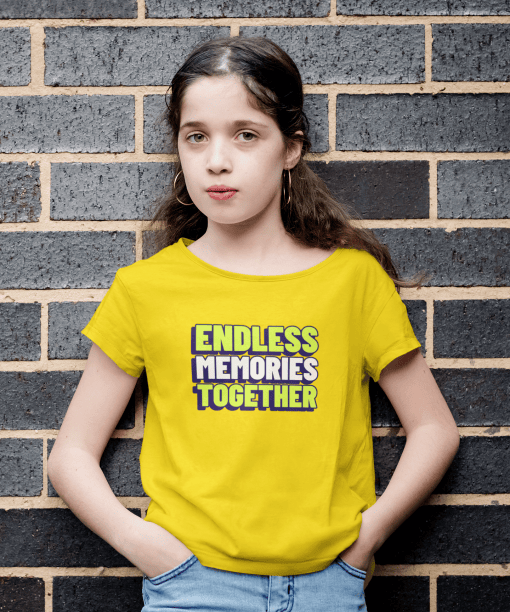 endless memories together round neck 100% cotton t shirt for kids