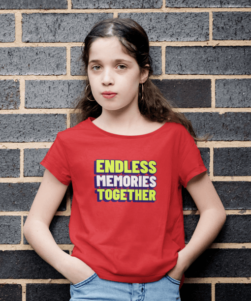 endless memories together round neck 100% cotton t shirt for kids