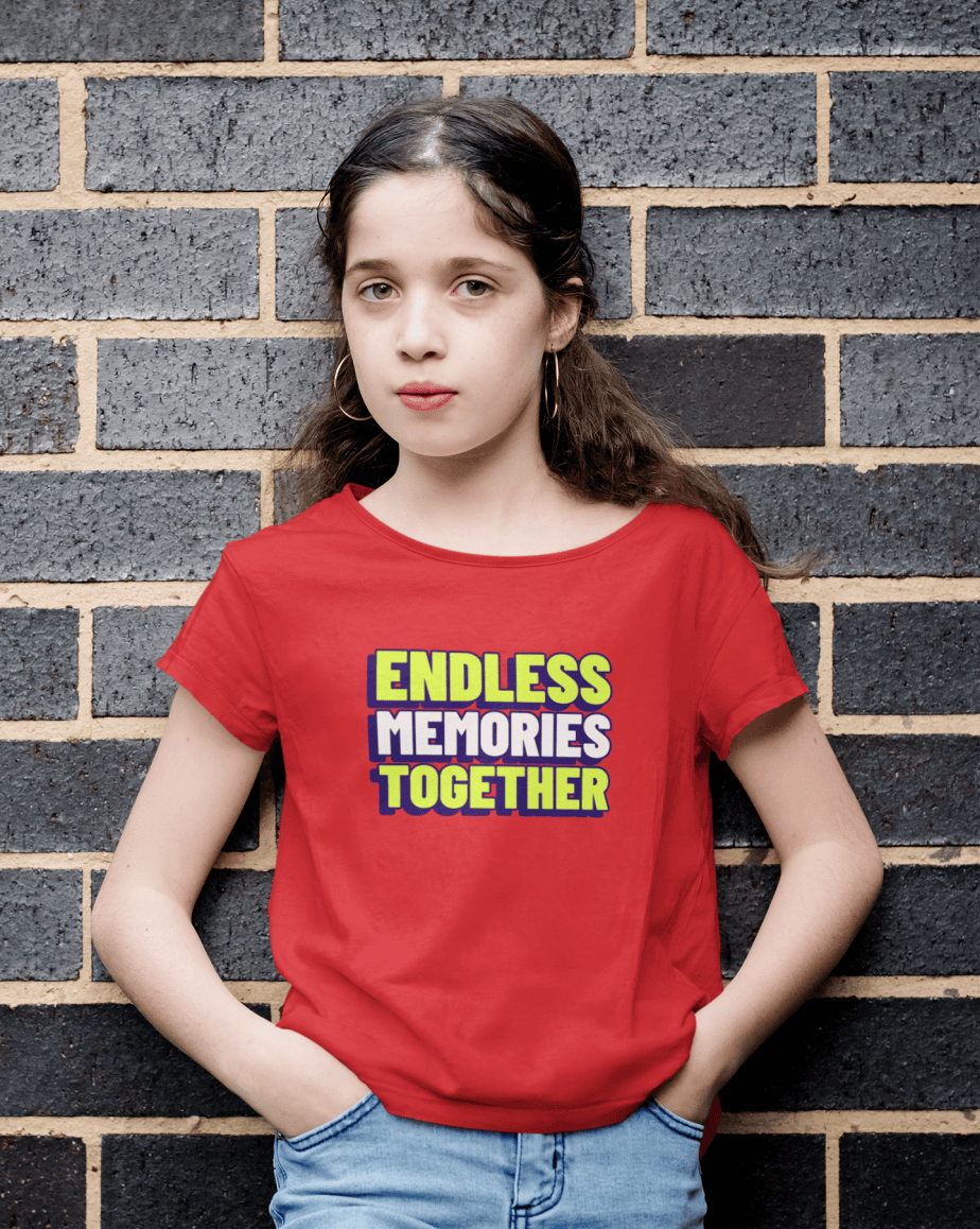 endless memories together round neck 100% cotton t shirt for kids