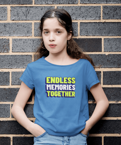 endless memories together round neck 100% cotton t shirt for kids