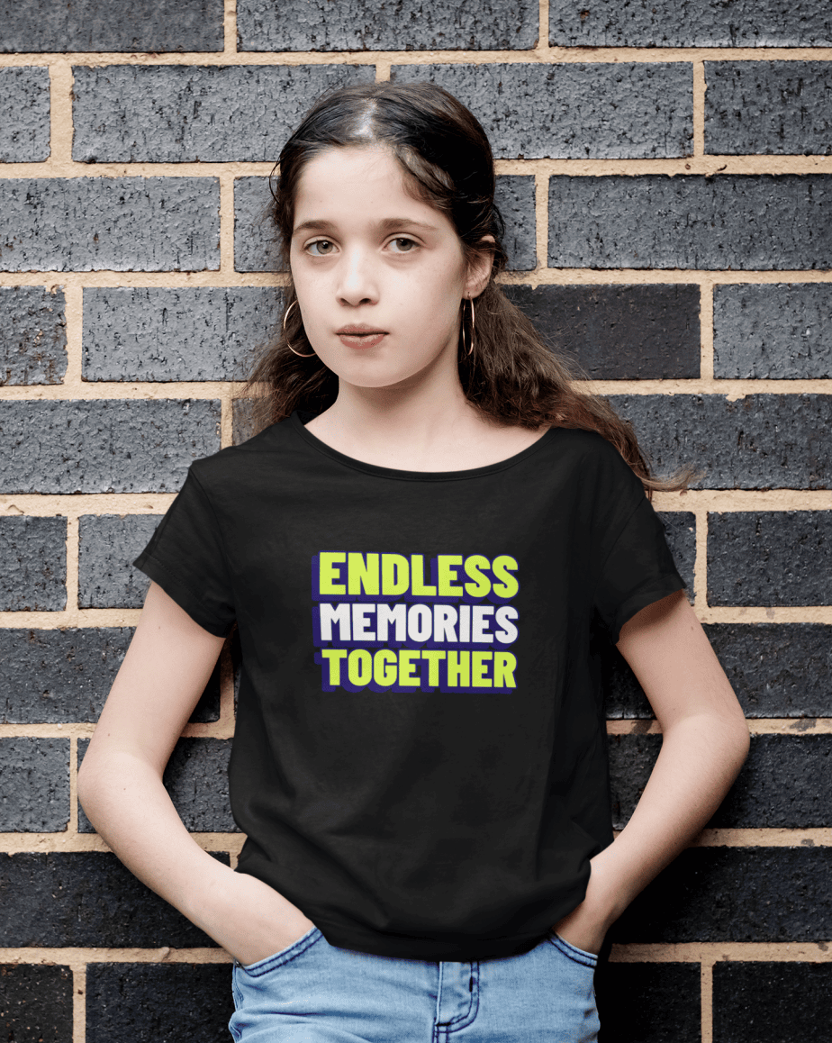 endless memories together round neck 100% cotton t shirt for kids