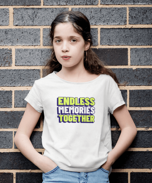 endless memories together round neck 100% cotton t shirt for kids