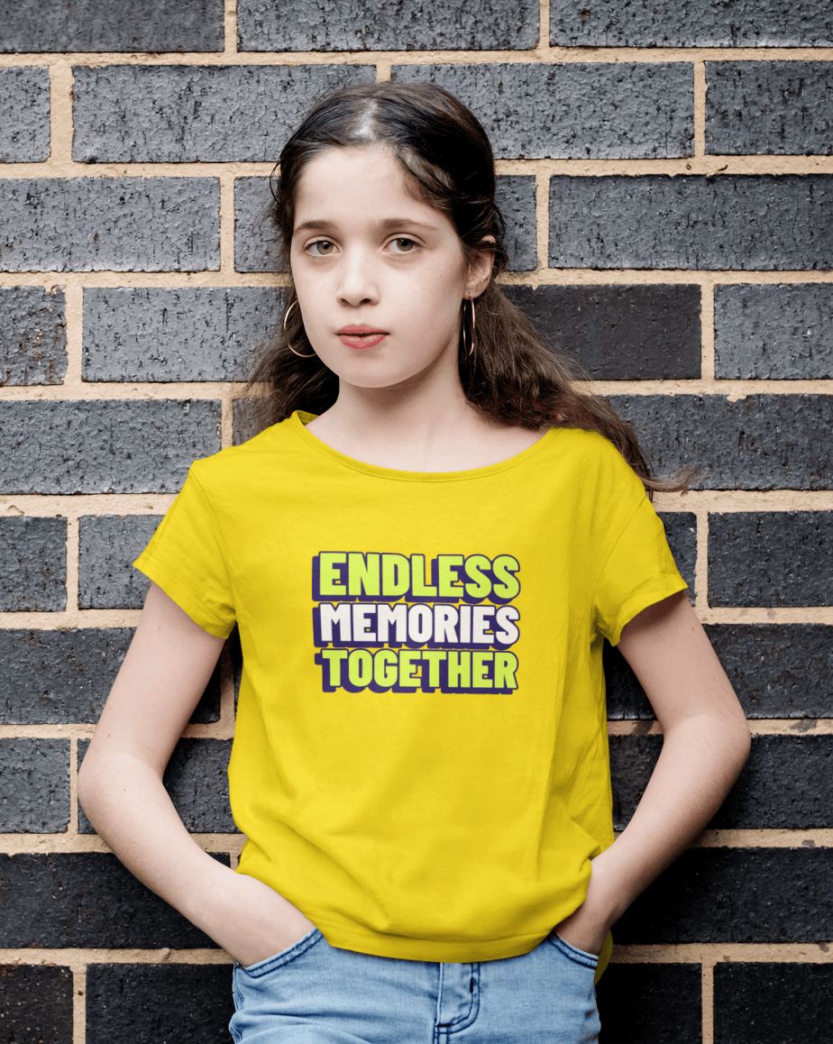 endless memories together round neck 100% cotton t shirt for kids